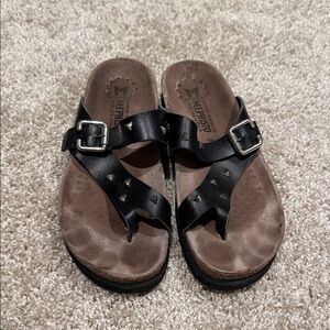 Mephisto Black Leather Sandals